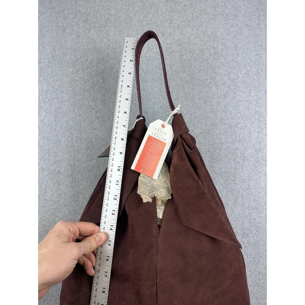 Divina Firenze Shoulder Bag Womens Large Burgundy Suede Leather Handmade Italy - Picture 8 of 11